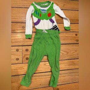 Disney Toy Story Buzz Lightyear Green and White Pajama Set 2T
